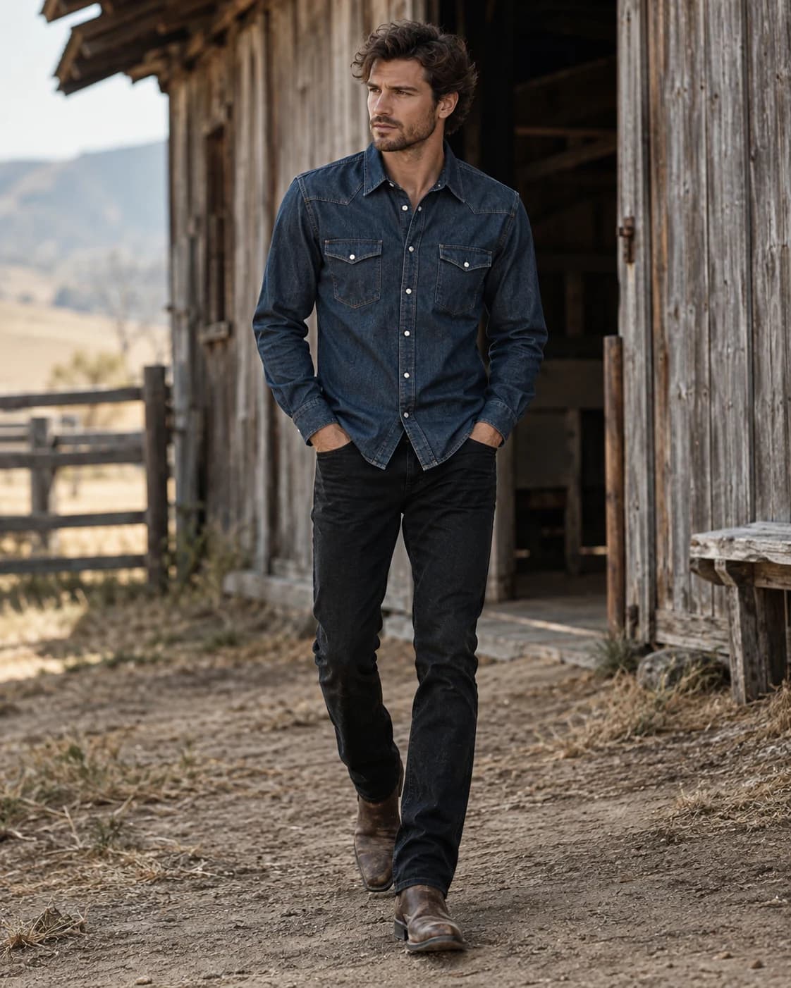 Western Denim Shirt — фотография 1